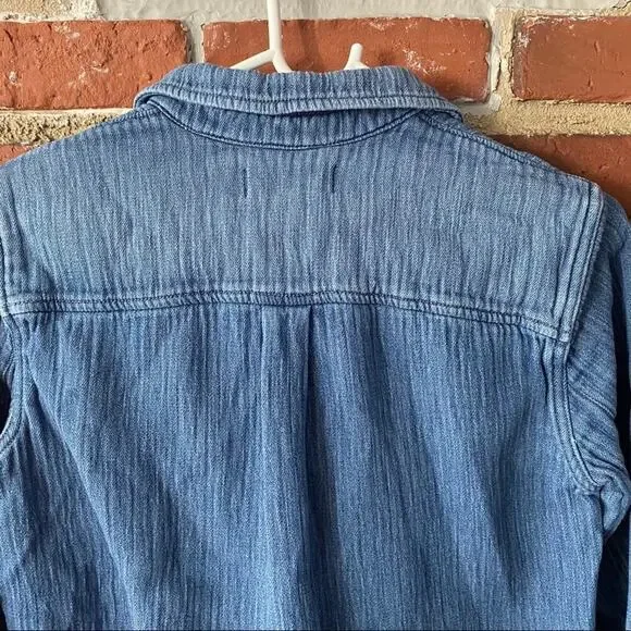 Madewell Button Down Denim Shirt Sz XS Long Sleeve Jean Shirt Western - Picture 8 of 10
